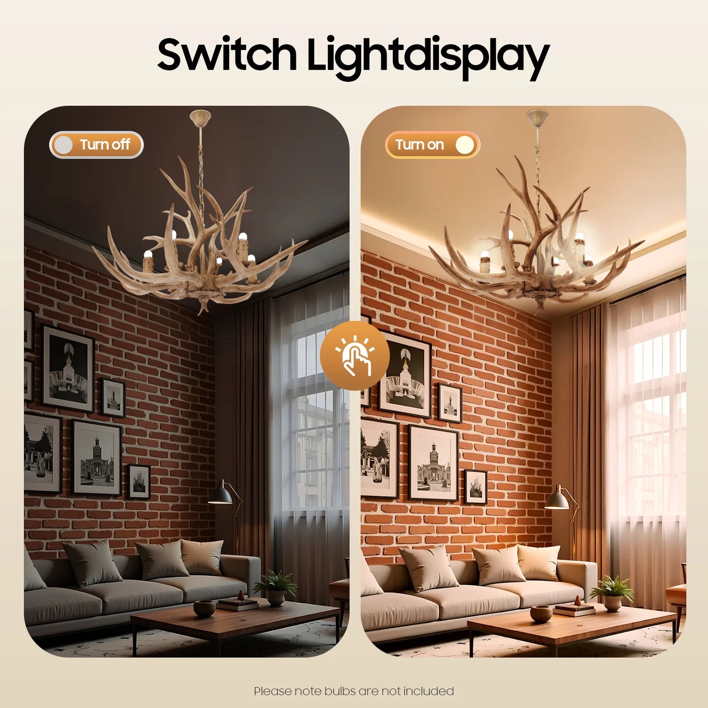Resin Deer Antler Ceiling Light Chandelier With Six Lights