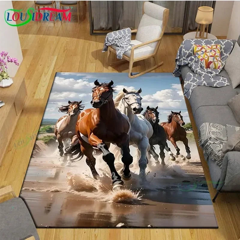 3D Horse Painting Carpet Anti Slip Living Room Rug