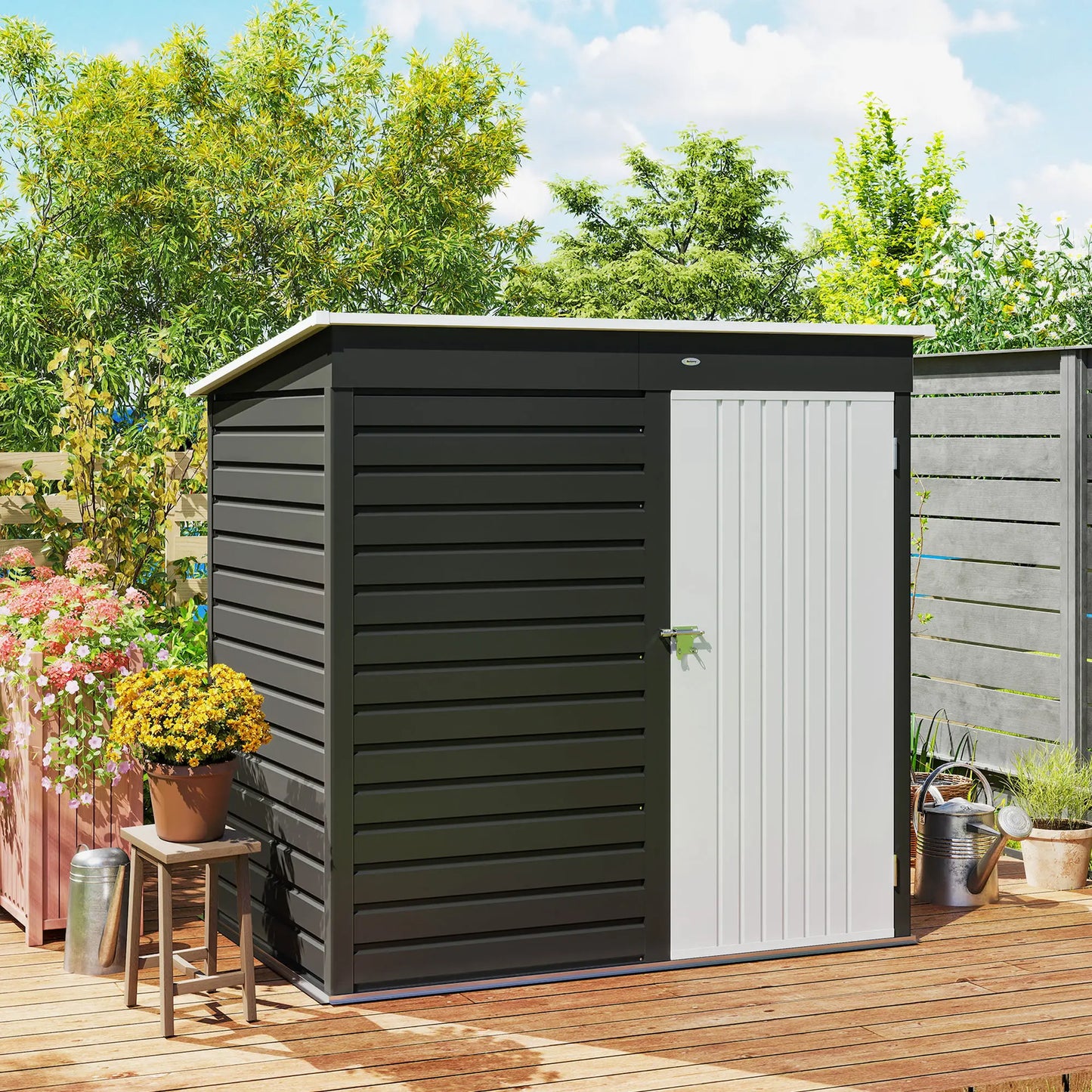 Metal Garden Tool Shed With Lockable Door For Outdoor Storage
