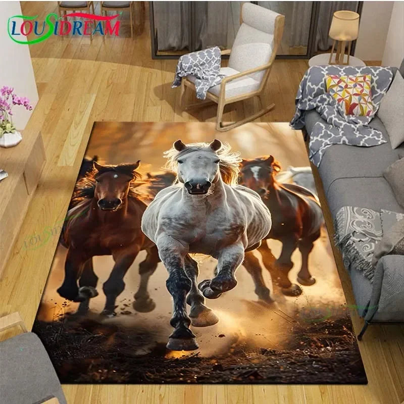 3D Horse Painting Carpet Anti Slip Living Room Rug