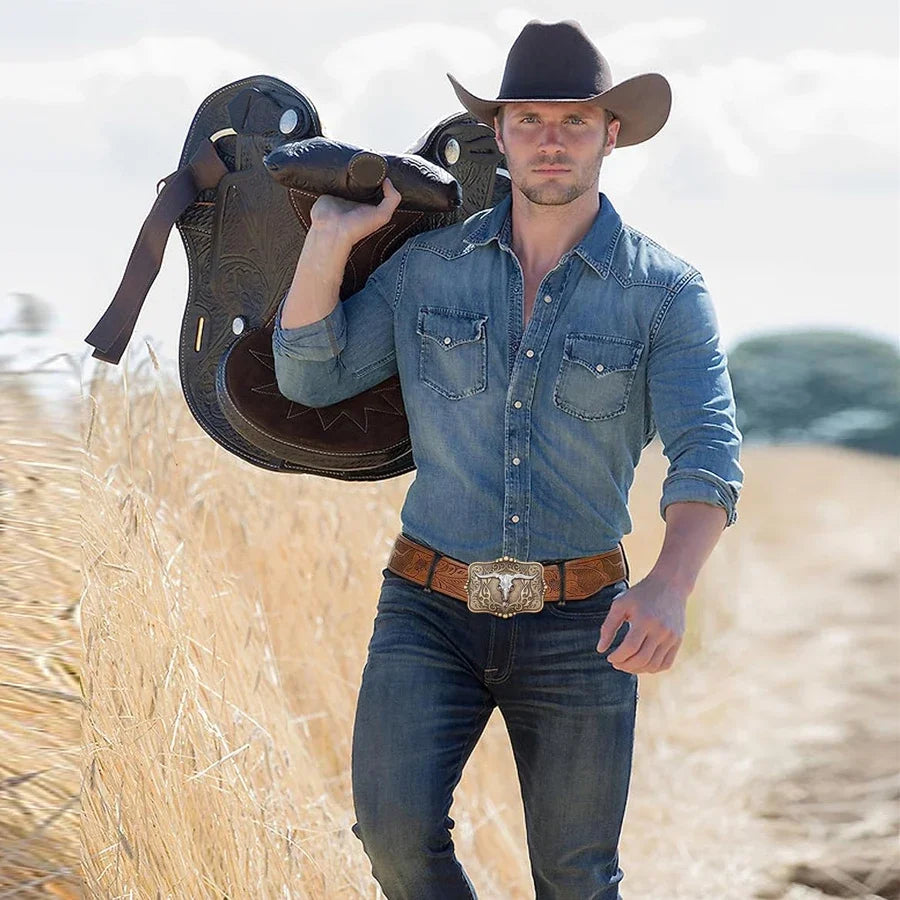 Western Belt for Jeans Unisex Cowboy Cowgirl Casual Accessory