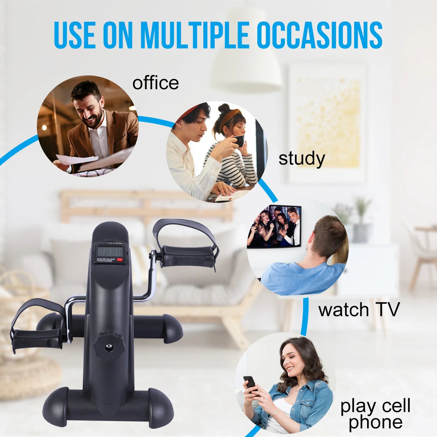 Stepper Exercise Bike With LCD Screen Pedal Exerciser For Home