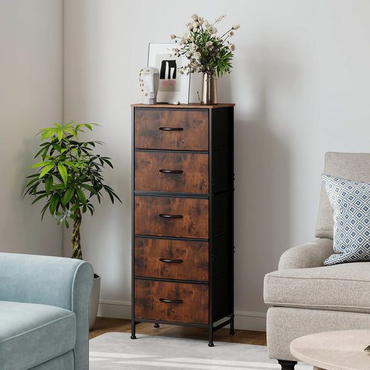 JHK Bedroom Dresser With Fabric Drawers And Steel Frame