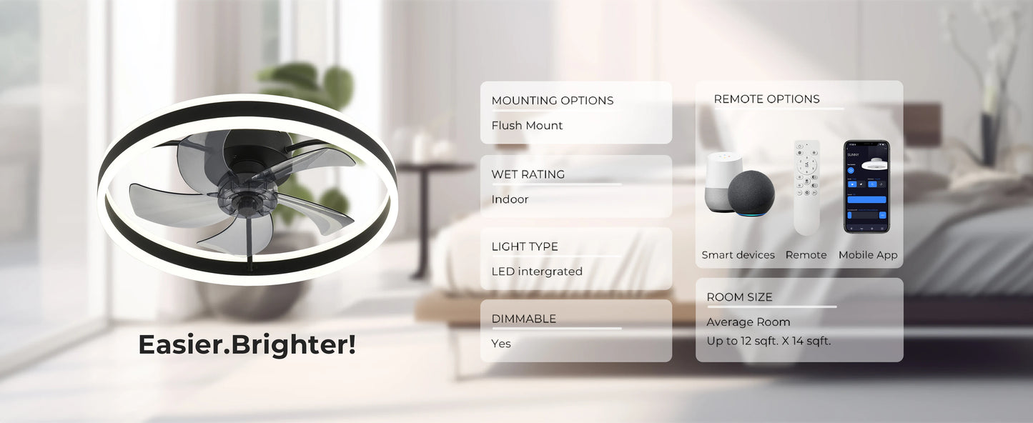 Orison Ceiling Fan With Remote Control Low Profile LED