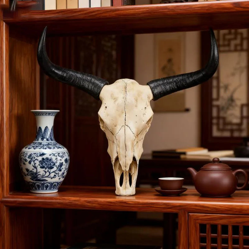 Long Horn Bull Skull Wall Art Resin Western Rustic Decor