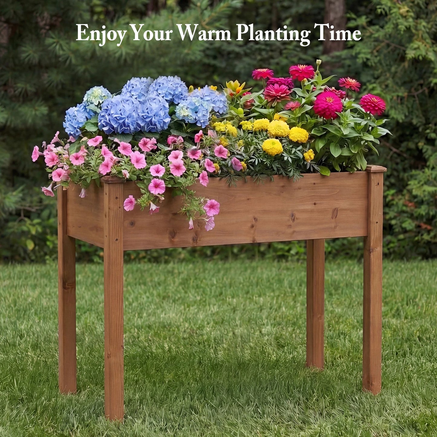 JHK Wood Planter Box Raised Garden Bed With Legs Herbs Vegetables