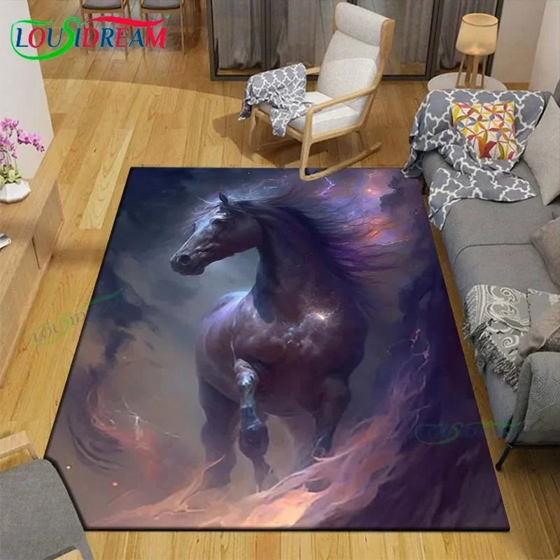 3D Horse Painting Carpet Anti Slip Living Room Rug
