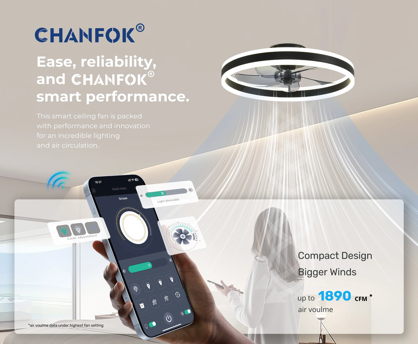 Orison Ceiling Fan With Remote Control Low Profile LED
