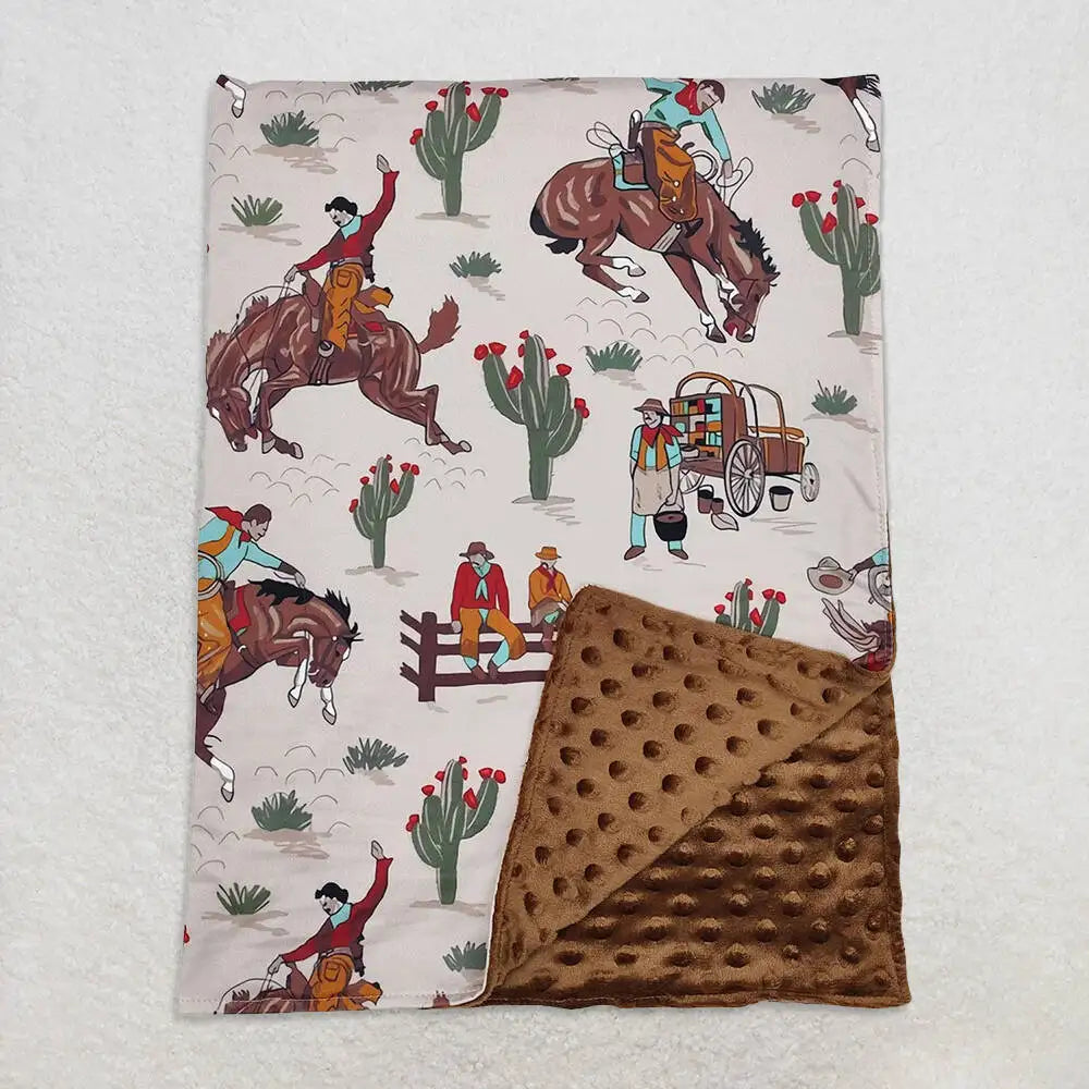 Rodeo Cactus Baby Blanket Western Style Cotton Throw