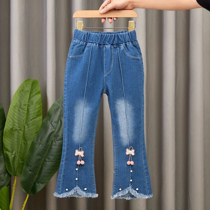 YSUBEST Girls Jeans Bell Bottoms For Spring Autumn Casual Kids