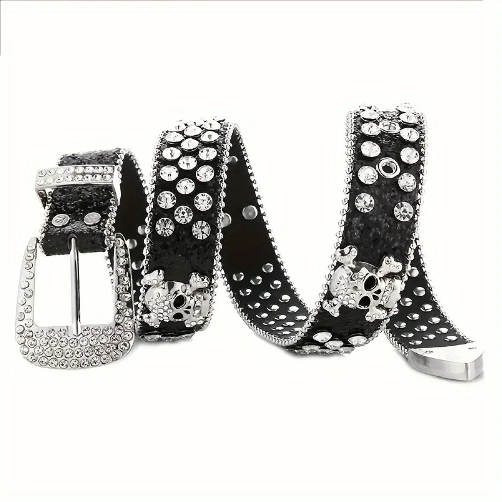Rhinestone Western Cowgirl Belt PU Leather for Women