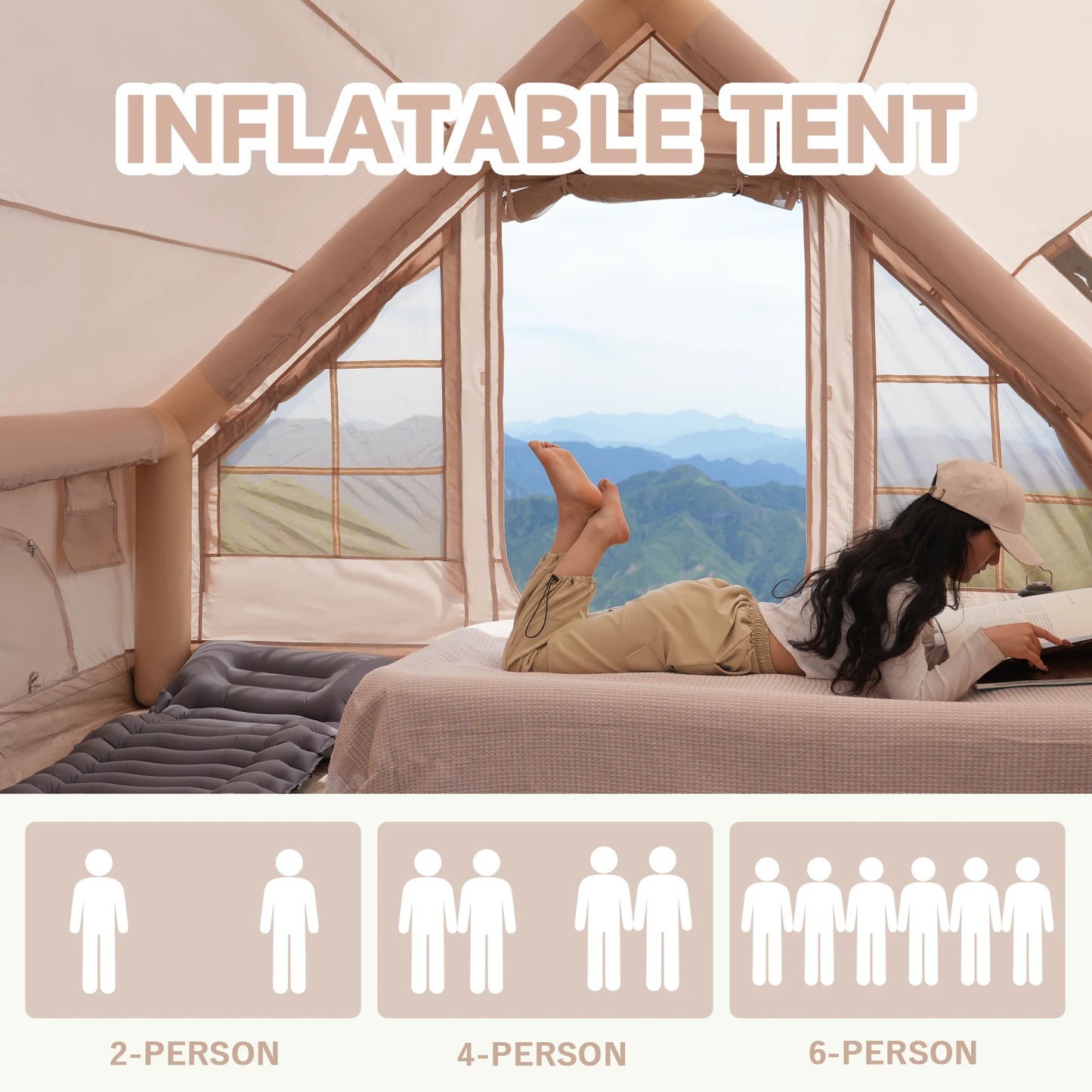 Pakicetus Quick Setup Inflatable Camping Tent With Carry Bag