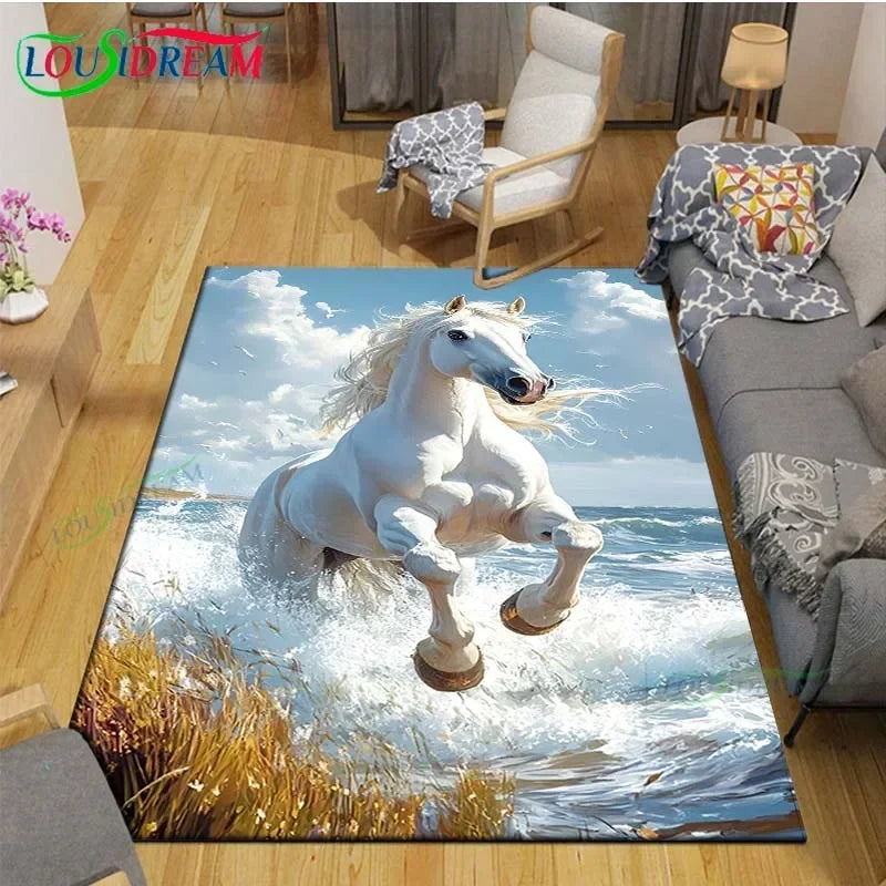3D Horse Painting Carpet Anti Slip Living Room Rug