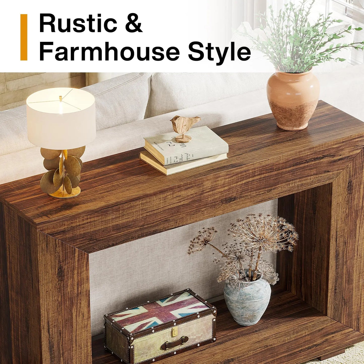 Tribesigns Farmhouse Console Table With Storage For Entryway Living Room
