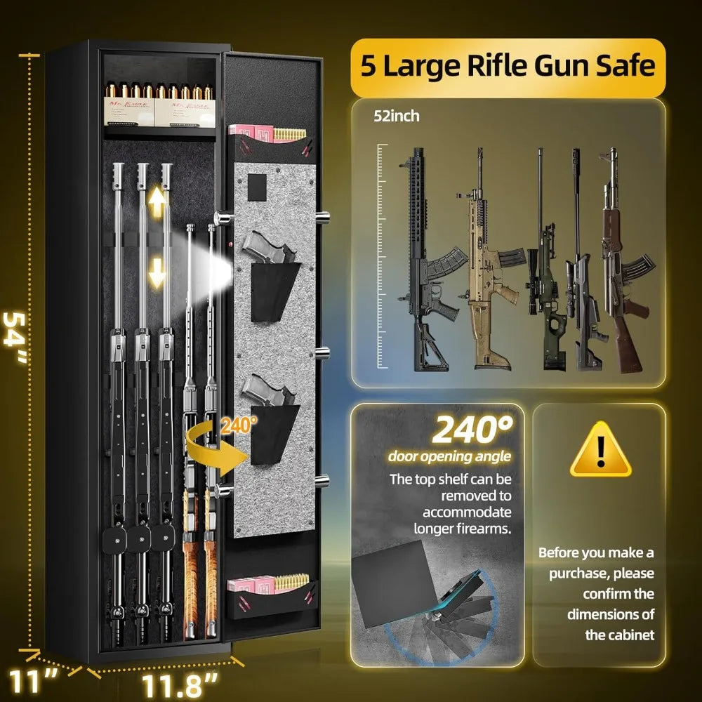 Rifle And Pistols Gun Safe With Dual Alarm Electronic Lock And Removable Racks