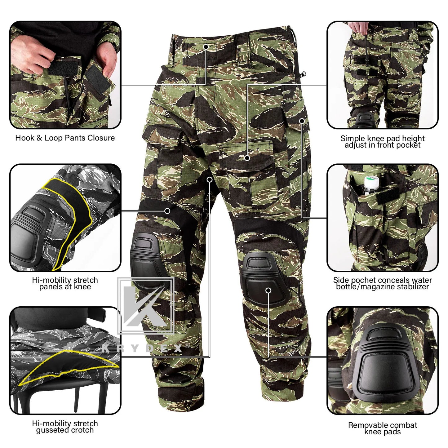 KRYDEX Tiger Stripe Camo Combat Uniform Shirt and Pants Kit