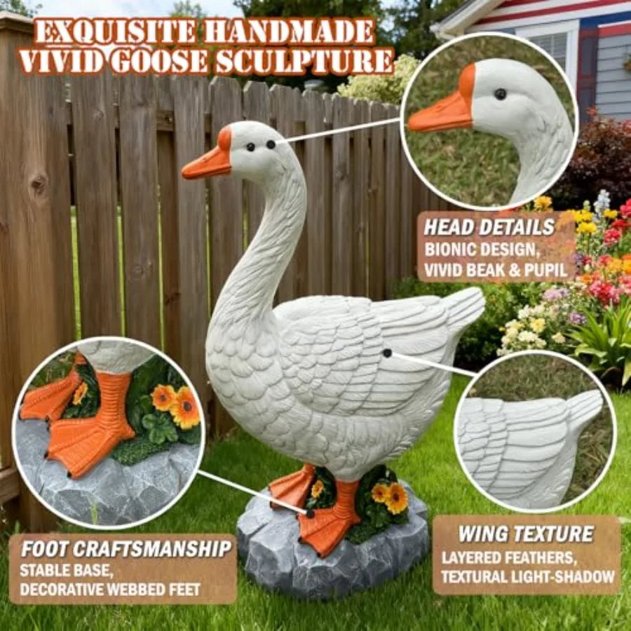 SHXI Resin Goose Statue For Patio Garden Lawn Entryway Outdoor Decor