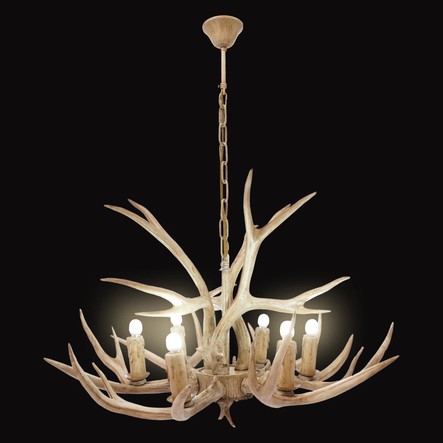 Resin Deer Antler Ceiling Light Chandelier With Six Lights