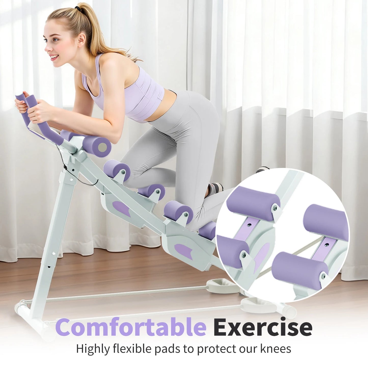 Adjustable Abdominal Curling Exercise Machine Dual Track Foldable Home Gym