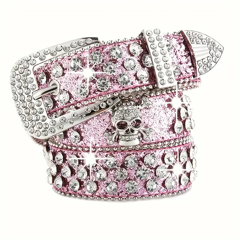 Rhinestone Western Cowgirl Belt PU Leather for Women