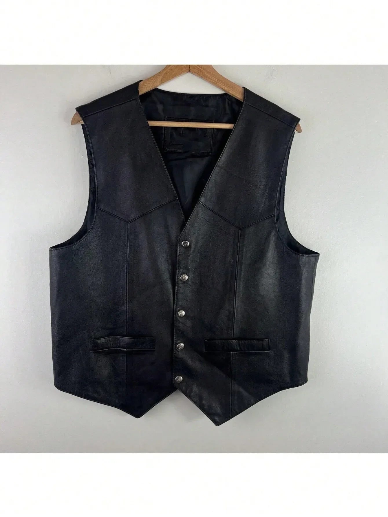 NONECN LisdinoMen Soft Leather Vest For Men Western Biker Attire