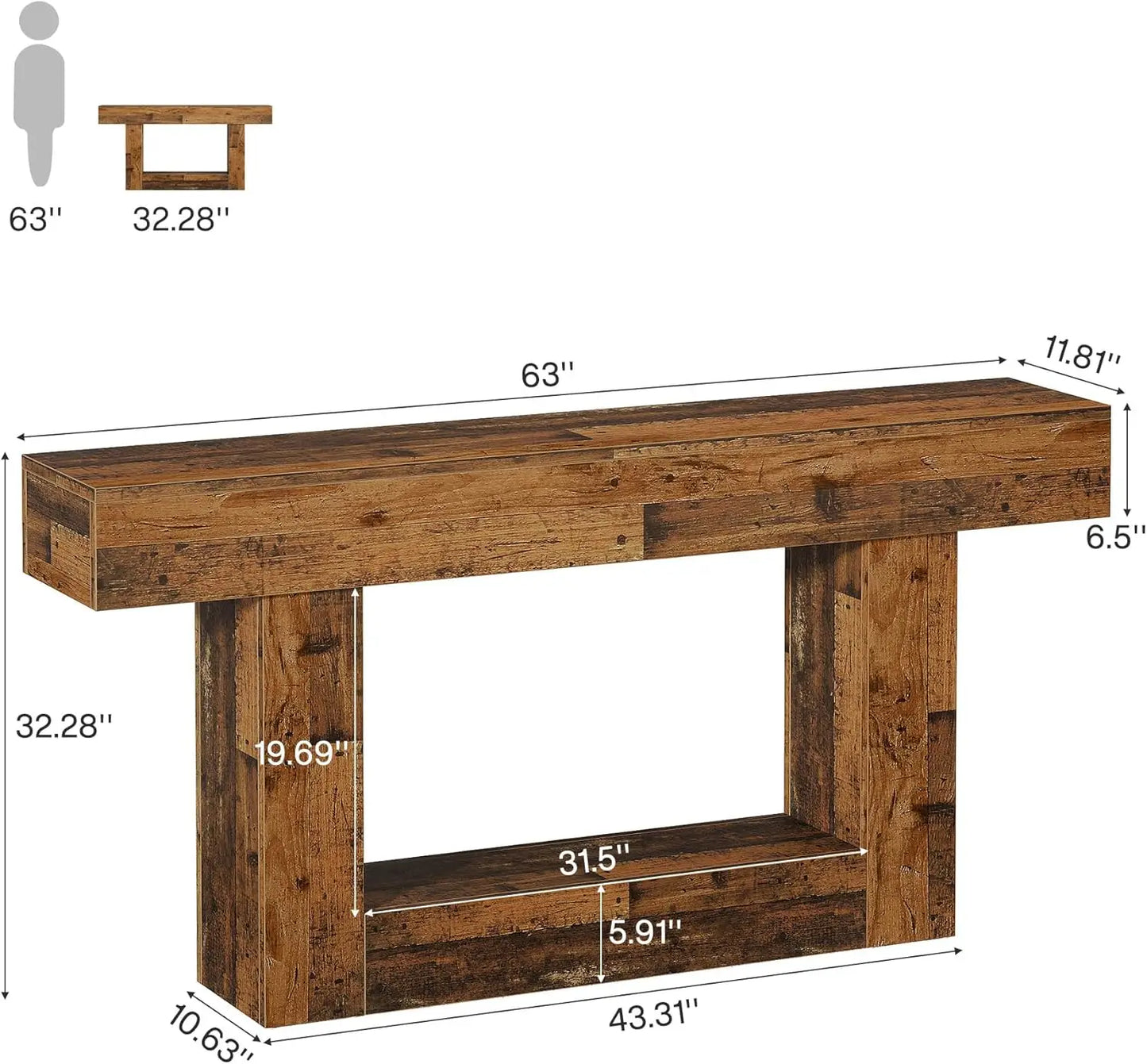 Tribesigns Farmhouse 2-Tier Entryway Console Table With U-Shaped Base