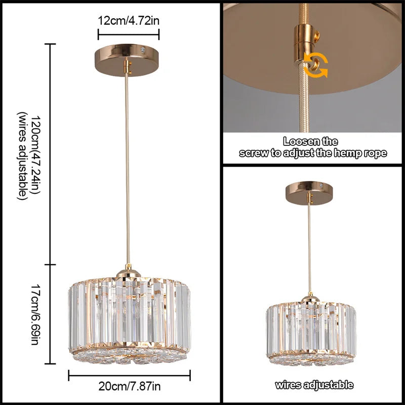 GreeLustr Modern Pendant Light Luxury Crystal Chandelier Ceiling Lamp