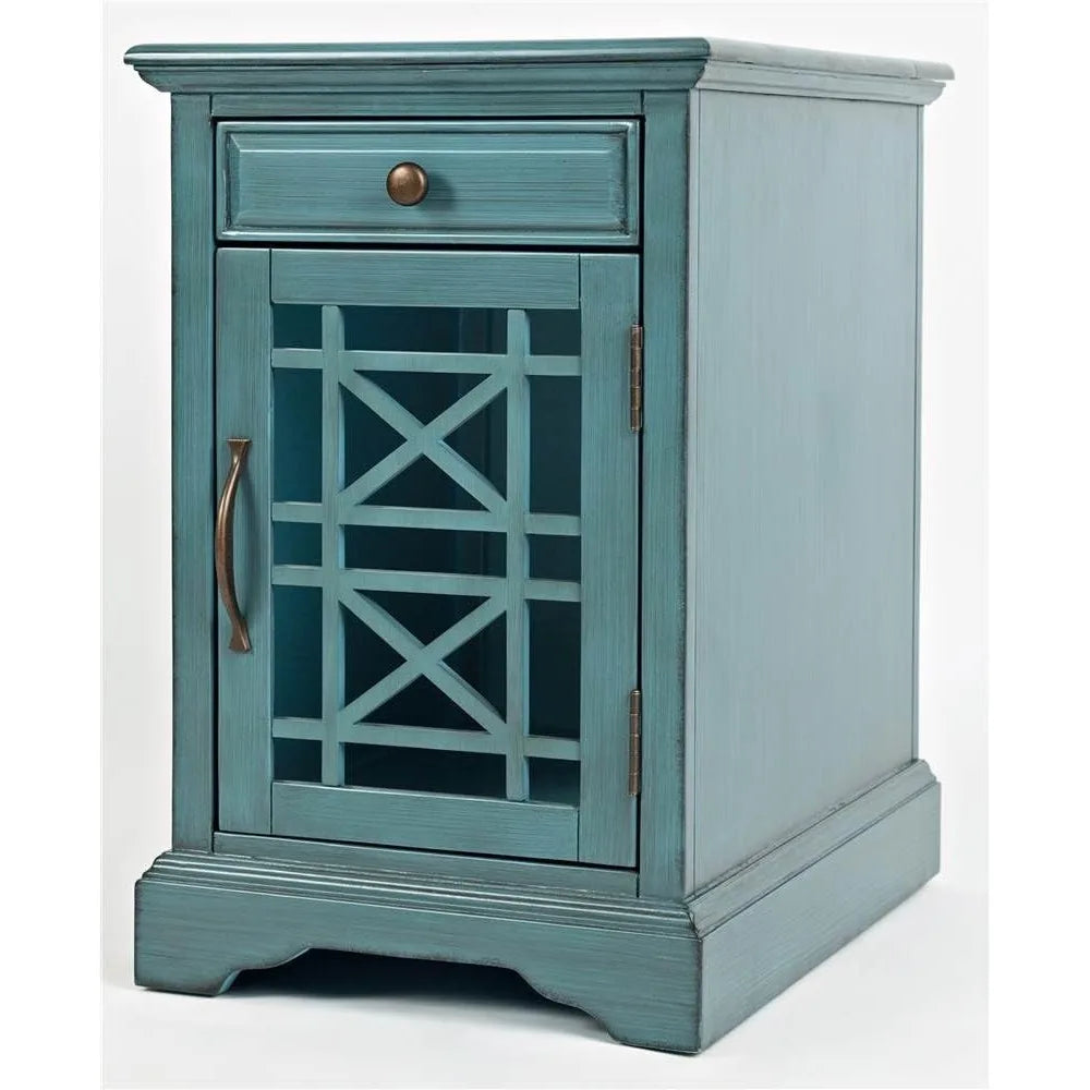 Jofran Farmhouse Craftsman End Table With USB Charging Station