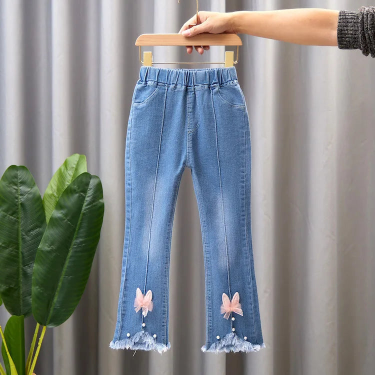 YSUBEST Girls Jeans Bell Bottoms For Spring Autumn Casual Kids