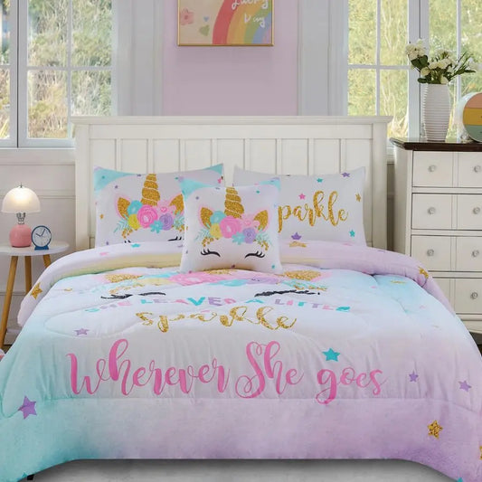 Unicorn Bedding Comforter Set Bed In A Bag 6 Piece Ultra Soft