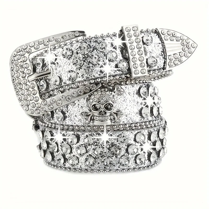 Rhinestone Western Cowgirl Belt PU Leather for Women