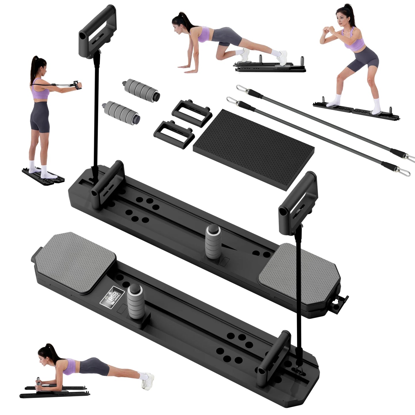 Portable Pilates Board Push Up Ski Balance Board Core Timer