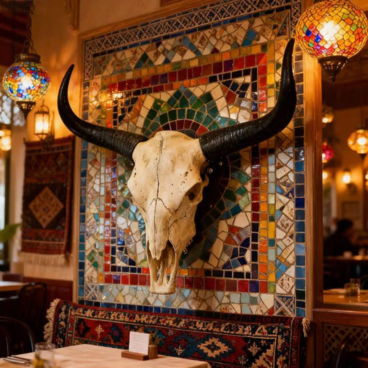 Long Horn Bull Skull Wall Art Resin Western Rustic Decor