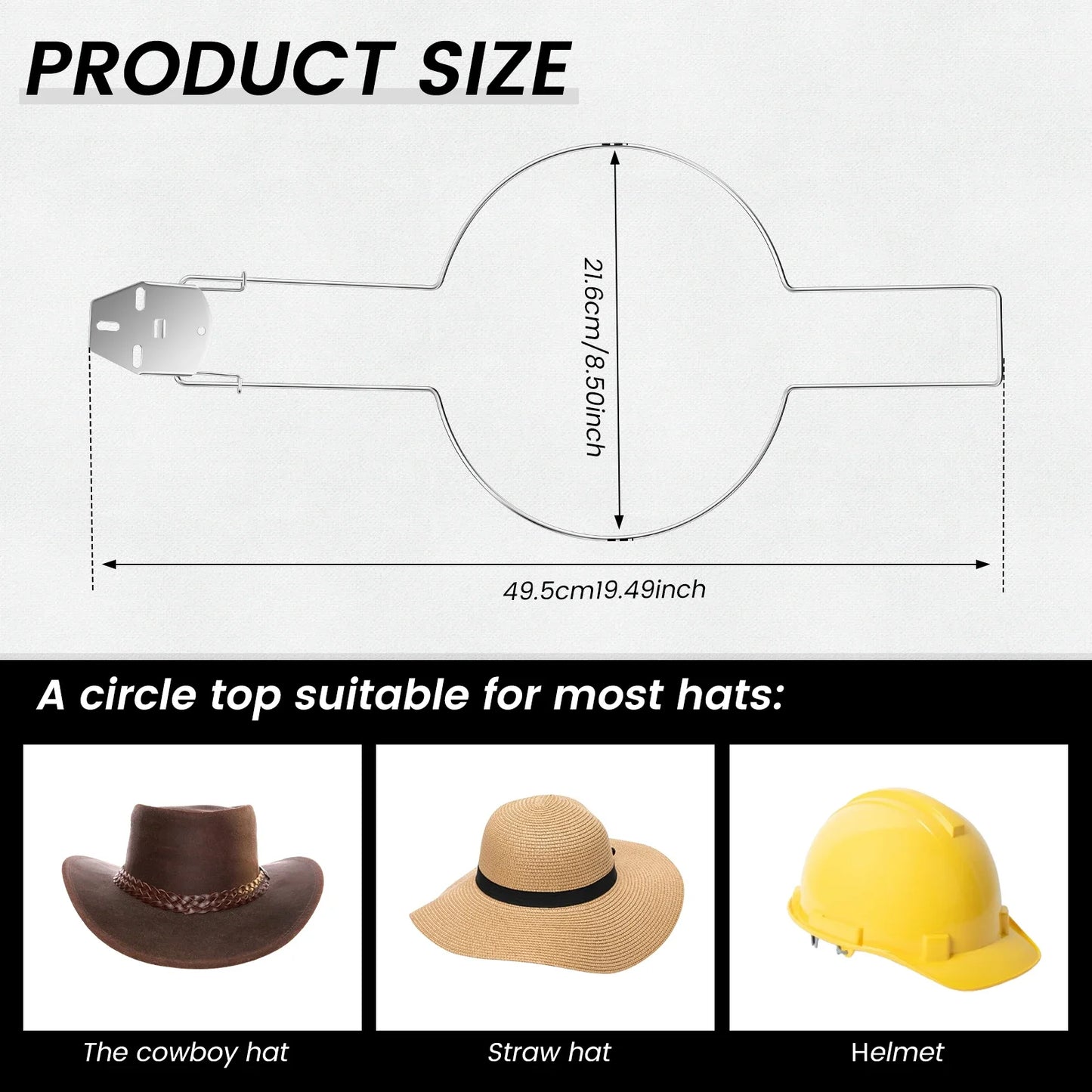 Stainless Steel Car Cowboy Hat Rack With Built In Spring Holder