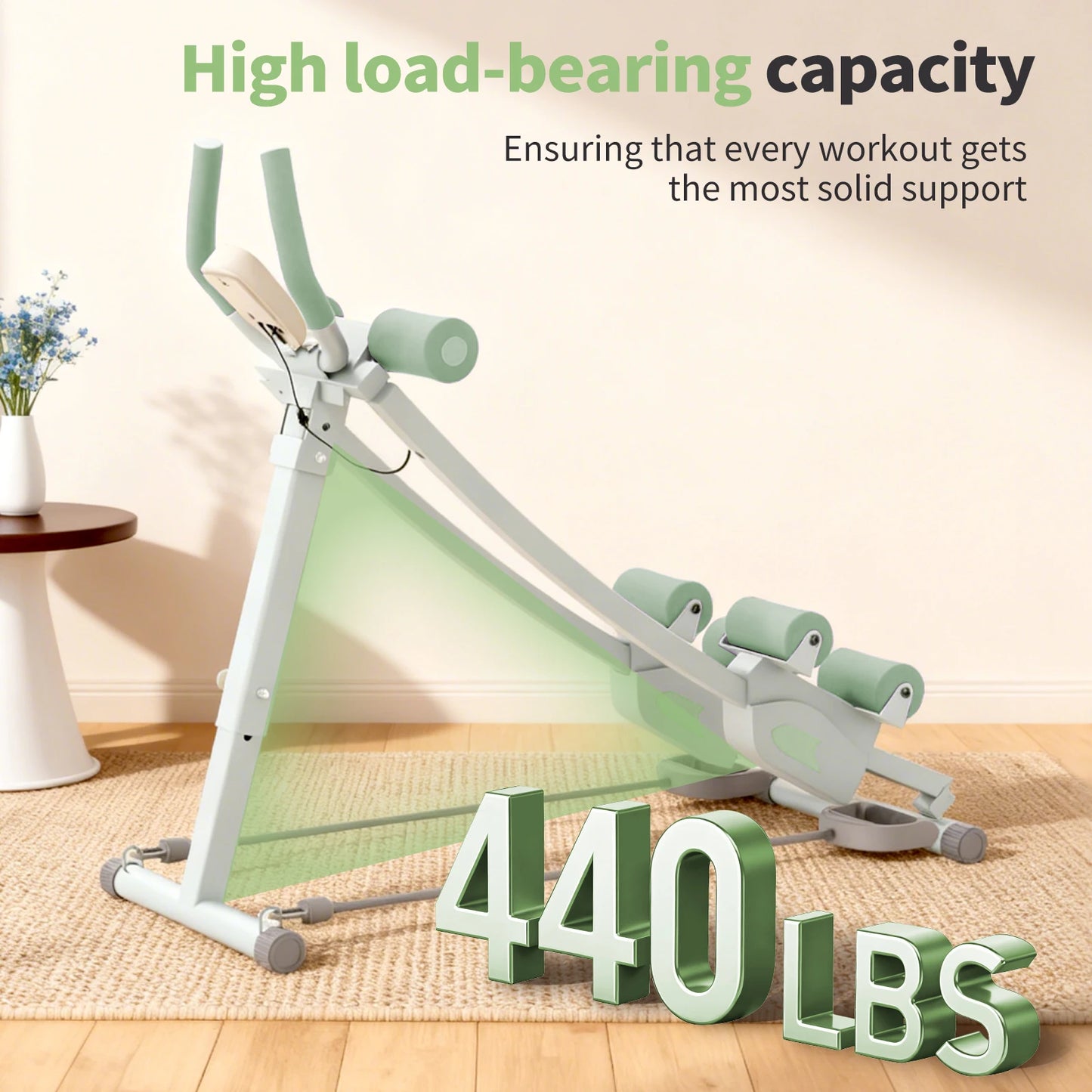 Adjustable Abdominal Curling Exercise Machine Dual Track Foldable Home Gym