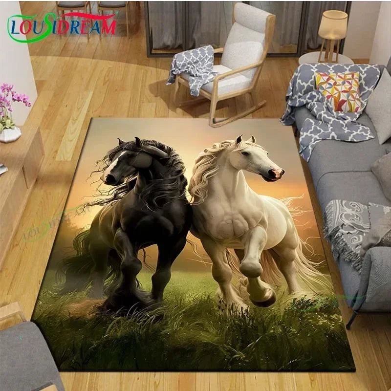 3D Horse Painting Carpet Anti Slip Living Room Rug