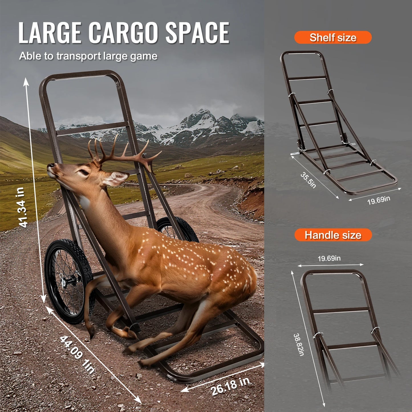 Deer Cart Folding 300 Lb Capacity Gear Dolly for Hunting