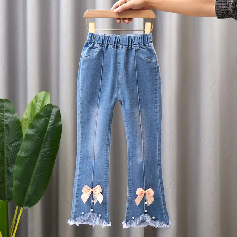 YSUBEST Girls Jeans Bell Bottoms For Spring Autumn Casual Kids