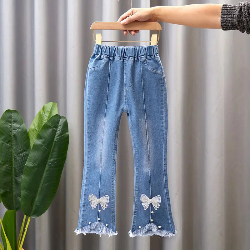 YSUBEST Girls Jeans Bell Bottoms For Spring Autumn Casual Kids