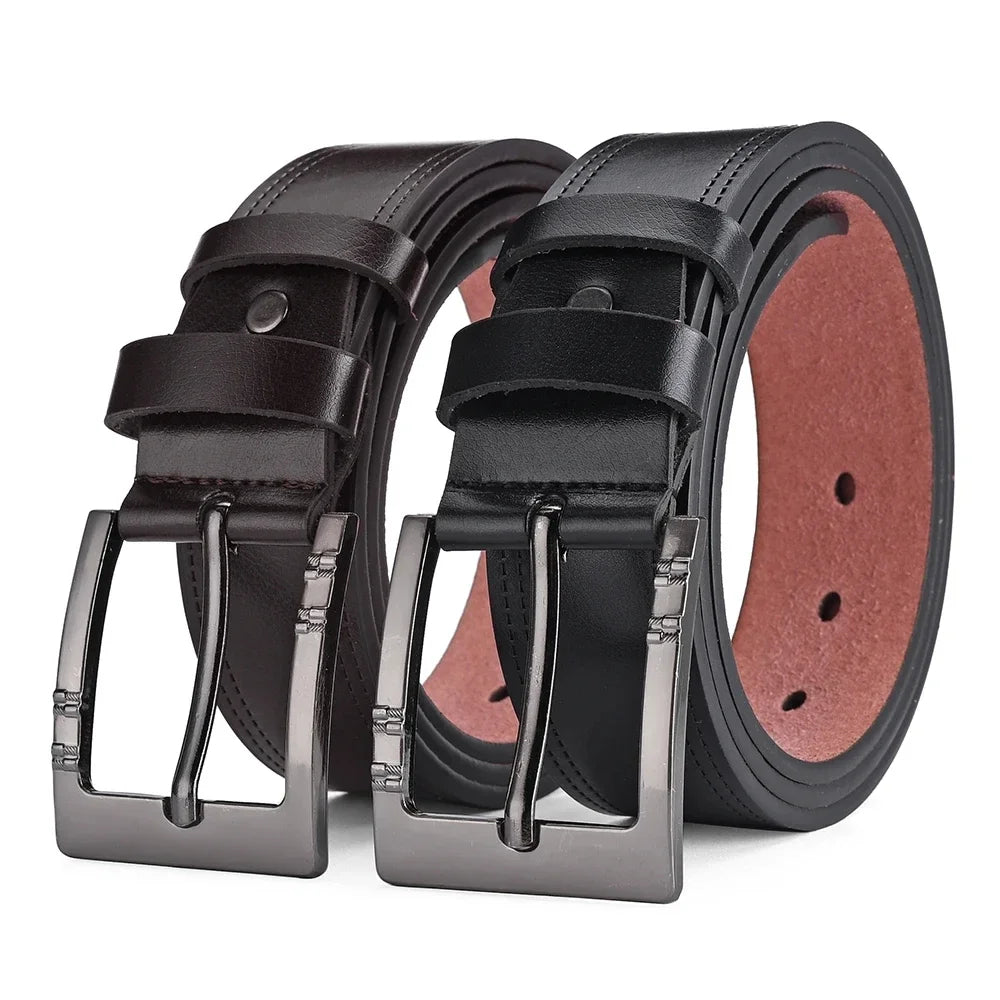 Mens Genuine Leather Belt Buckle Casual Business Cowboy Waistband