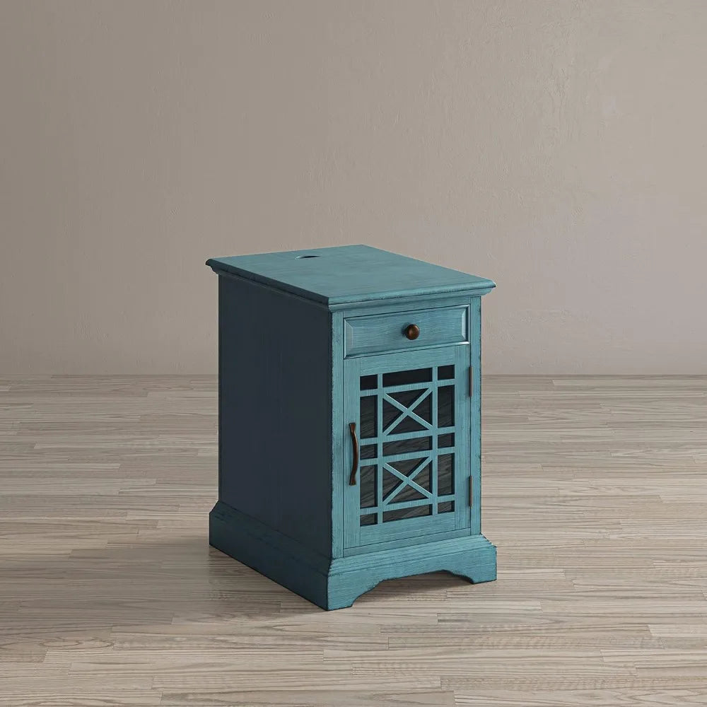 Jofran Farmhouse Craftsman End Table With USB Charging Station