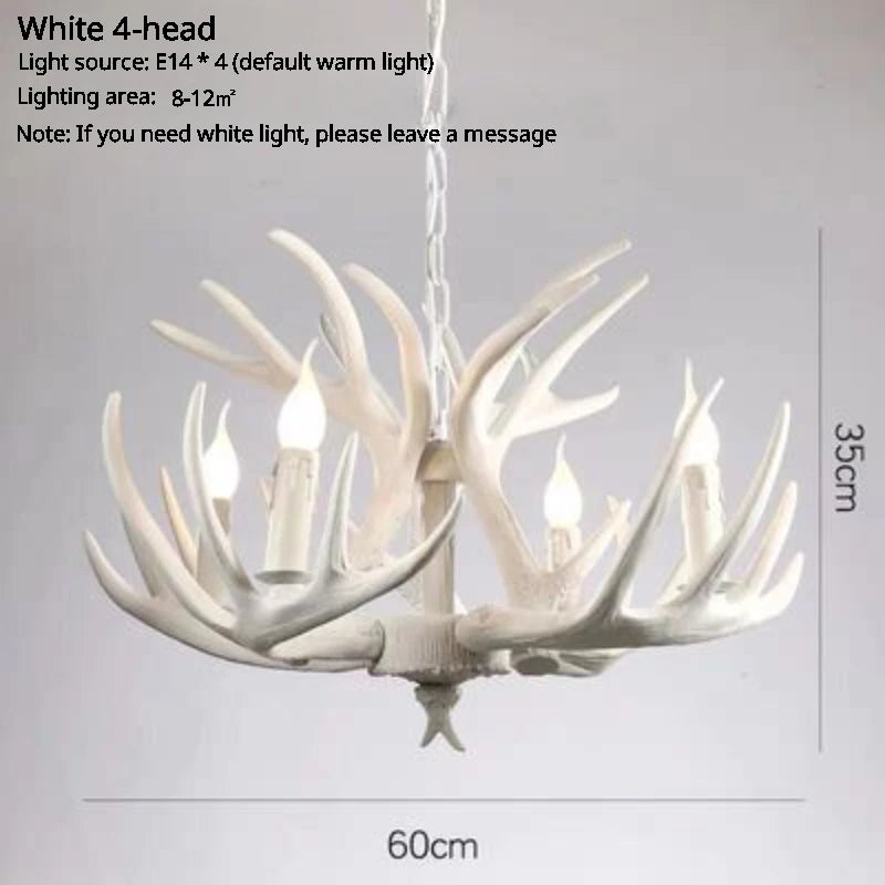 Deer Antler Lamp With Lampshade Resin Indoor Home Decor