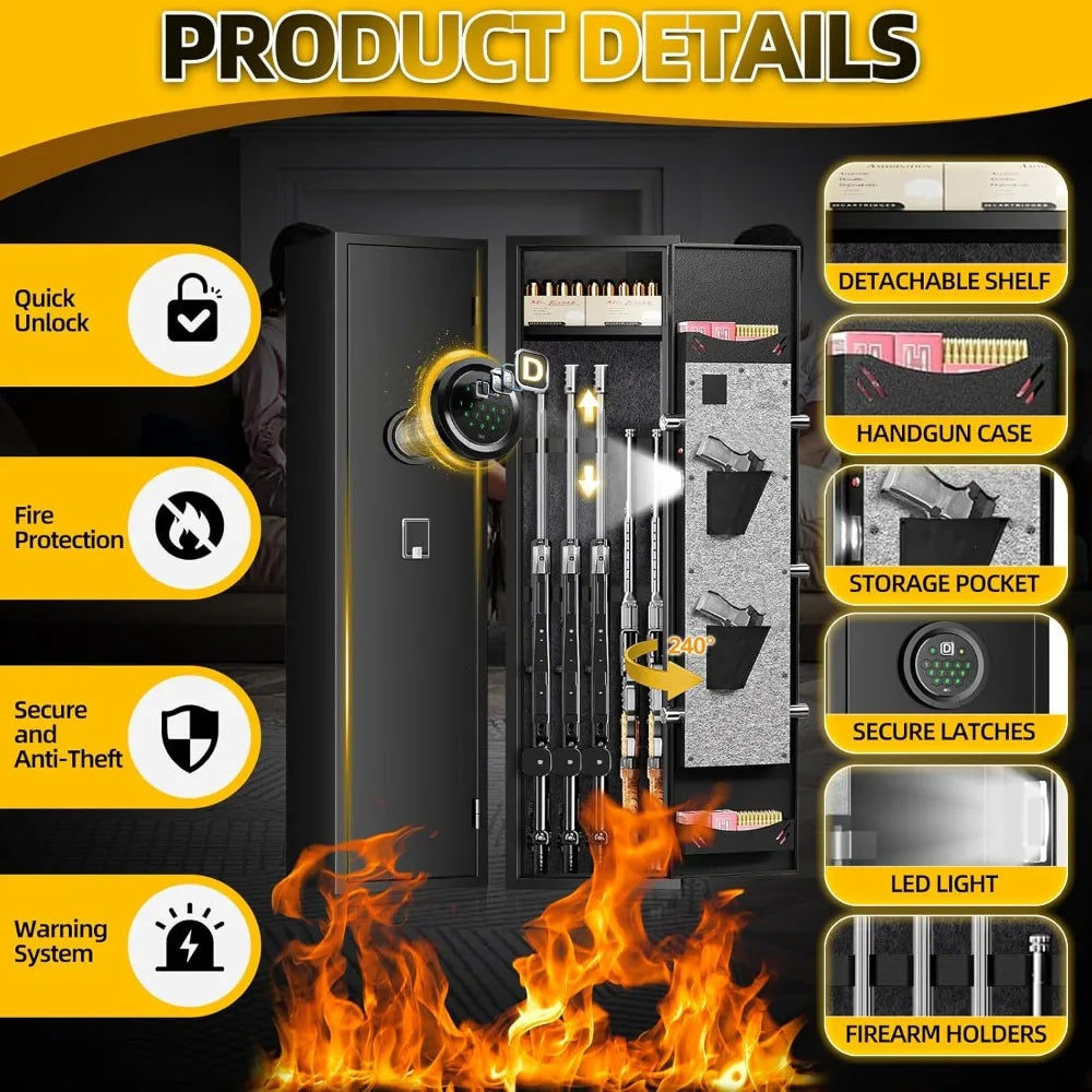 Rifle And Pistols Gun Safe With Dual Alarm Electronic Lock And Removable Racks