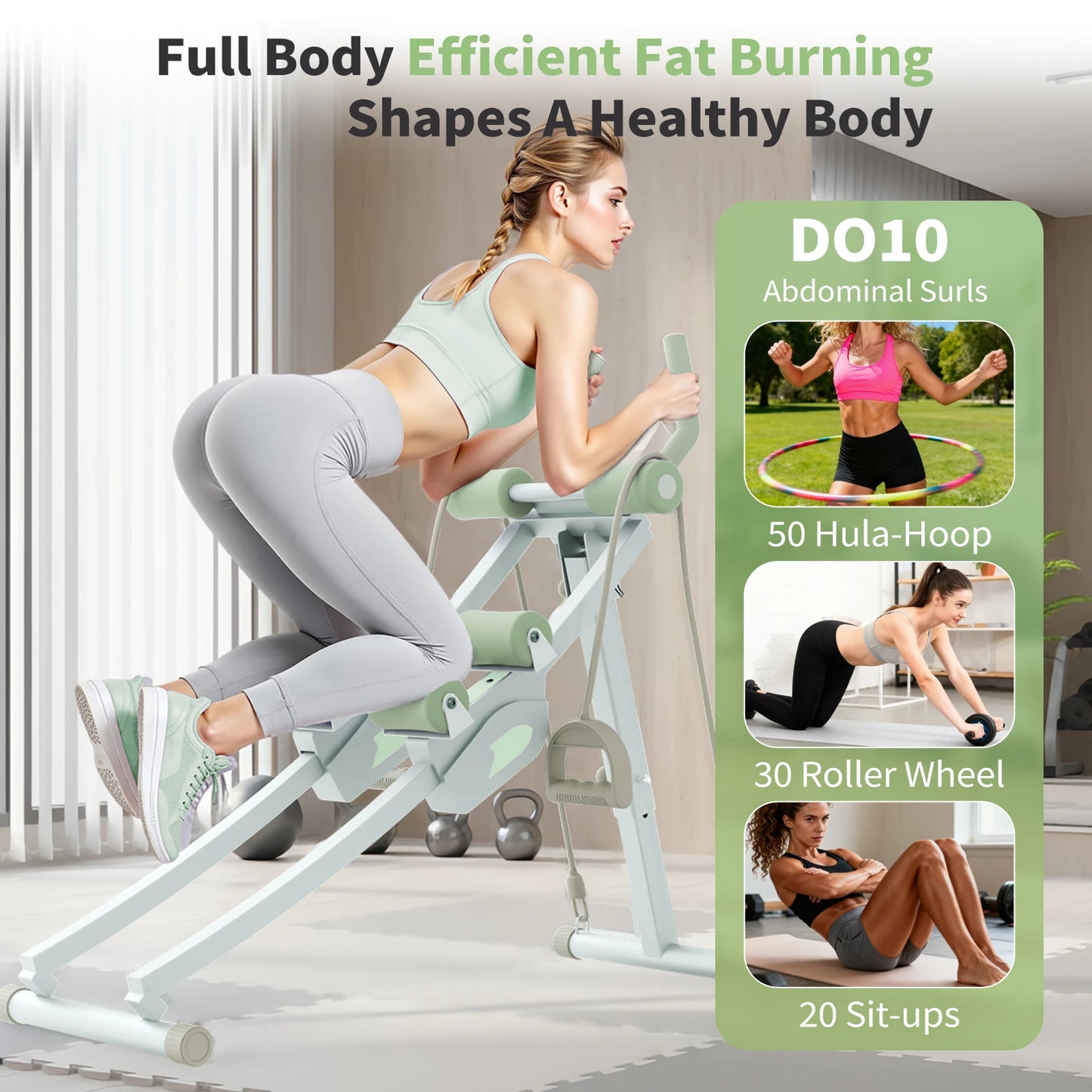 Adjustable Abdominal Curling Exercise Machine Dual Track Foldable Home Gym