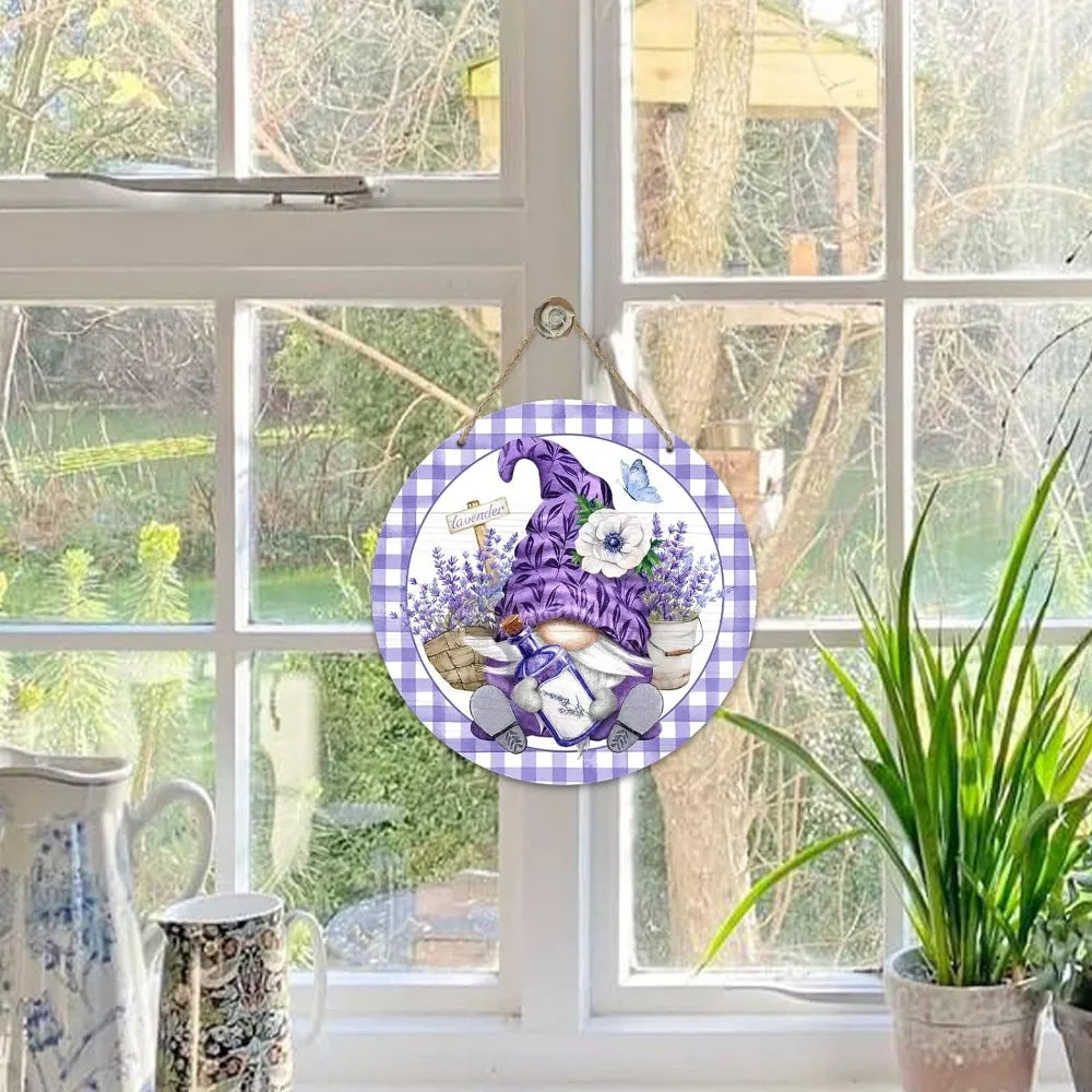 Spring Flowers Hummingbird Round Wooden Sign for Farmhouse Decor