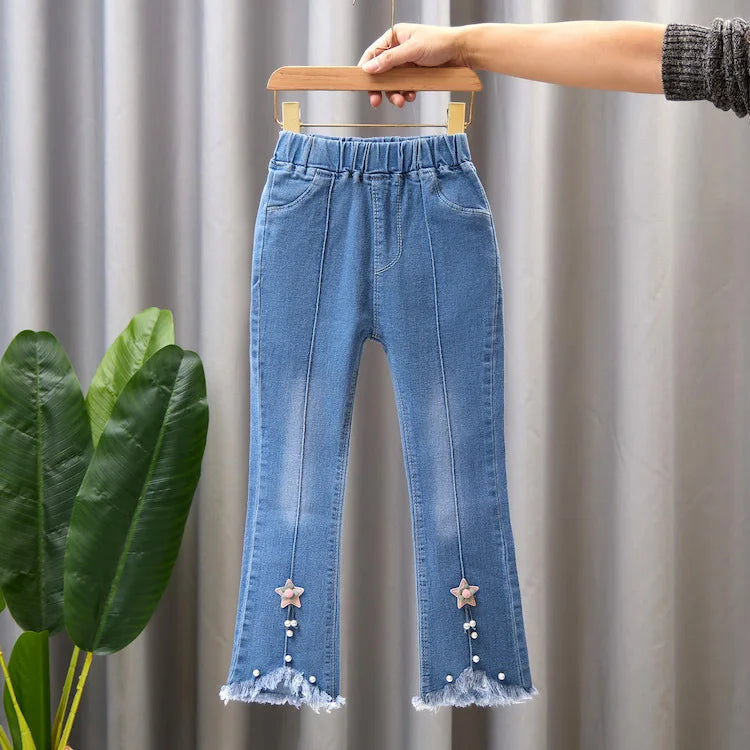 YSUBEST Girls Jeans Bell Bottoms For Spring Autumn Casual Kids