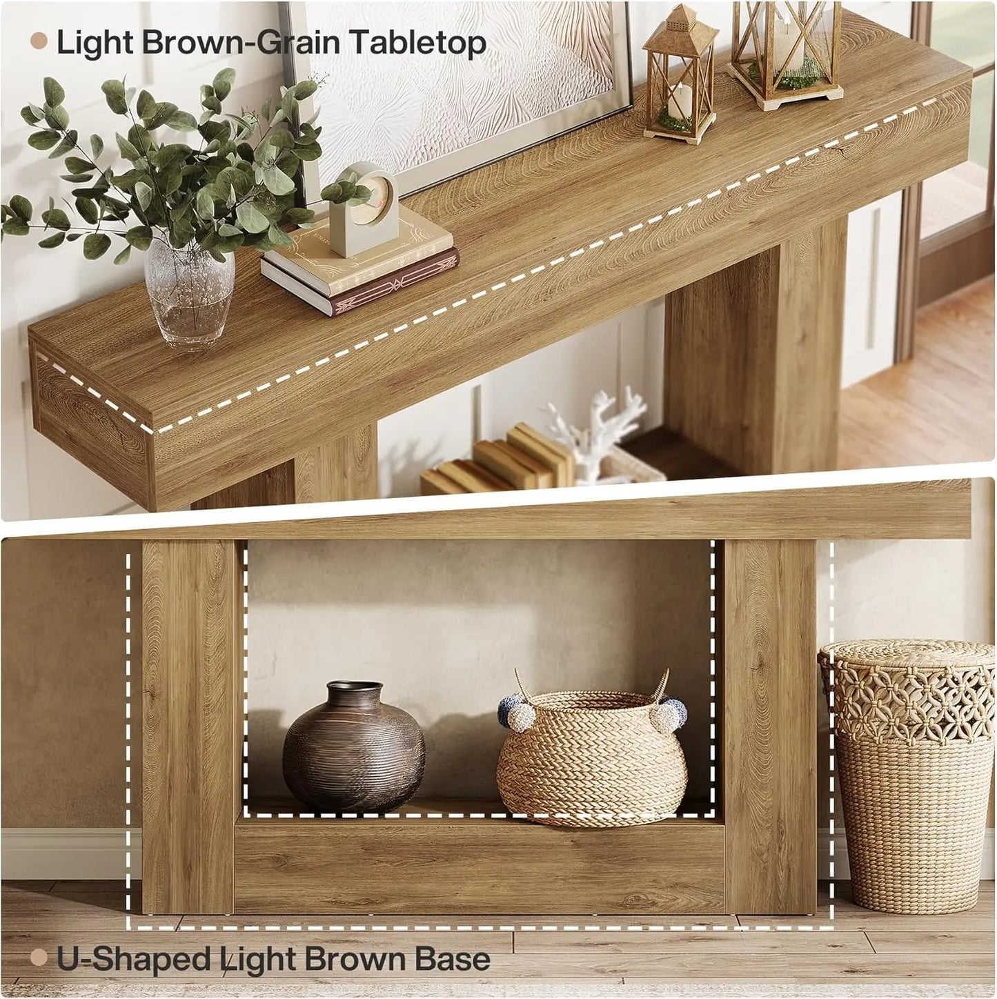 Tribesigns Farmhouse 2-Tier Entryway Console Table With U-Shaped Base