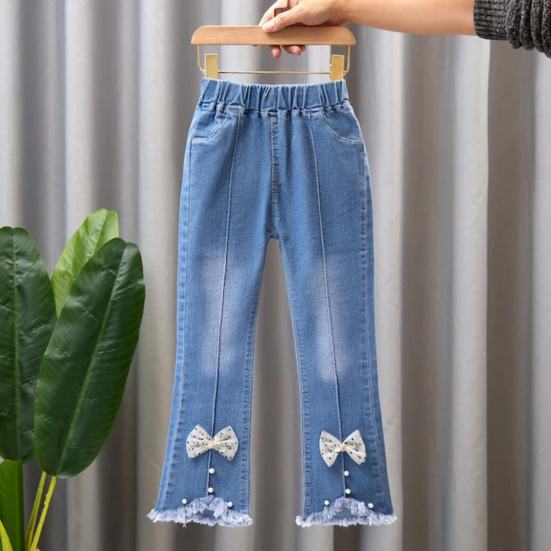 YSUBEST Girls Jeans Bell Bottoms For Spring Autumn Casual Kids