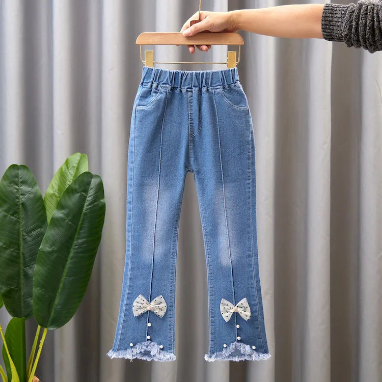 YSUBEST Girls Jeans Bell Bottoms For Spring Autumn Casual Kids