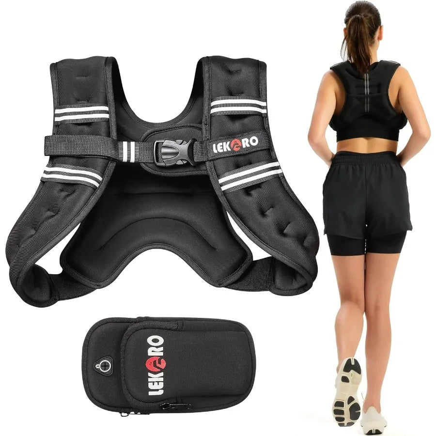 LISM Weighted Vest 8lb For Men Women Reflective Stripe Workout